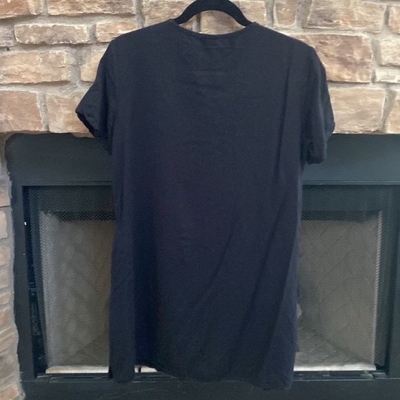 Solitaire black v neck shirt with pink, blue, orange embroidery. XL - Picture 5 of 8